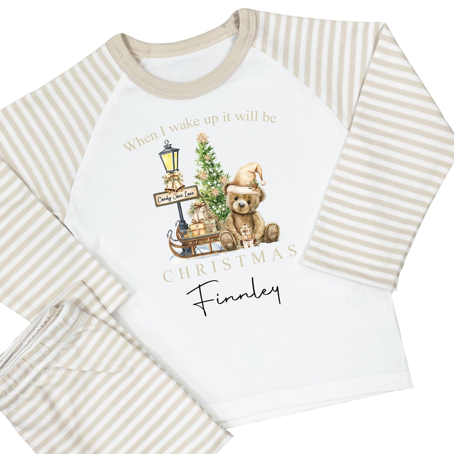 Personalised Christmas Pyjamas Beige