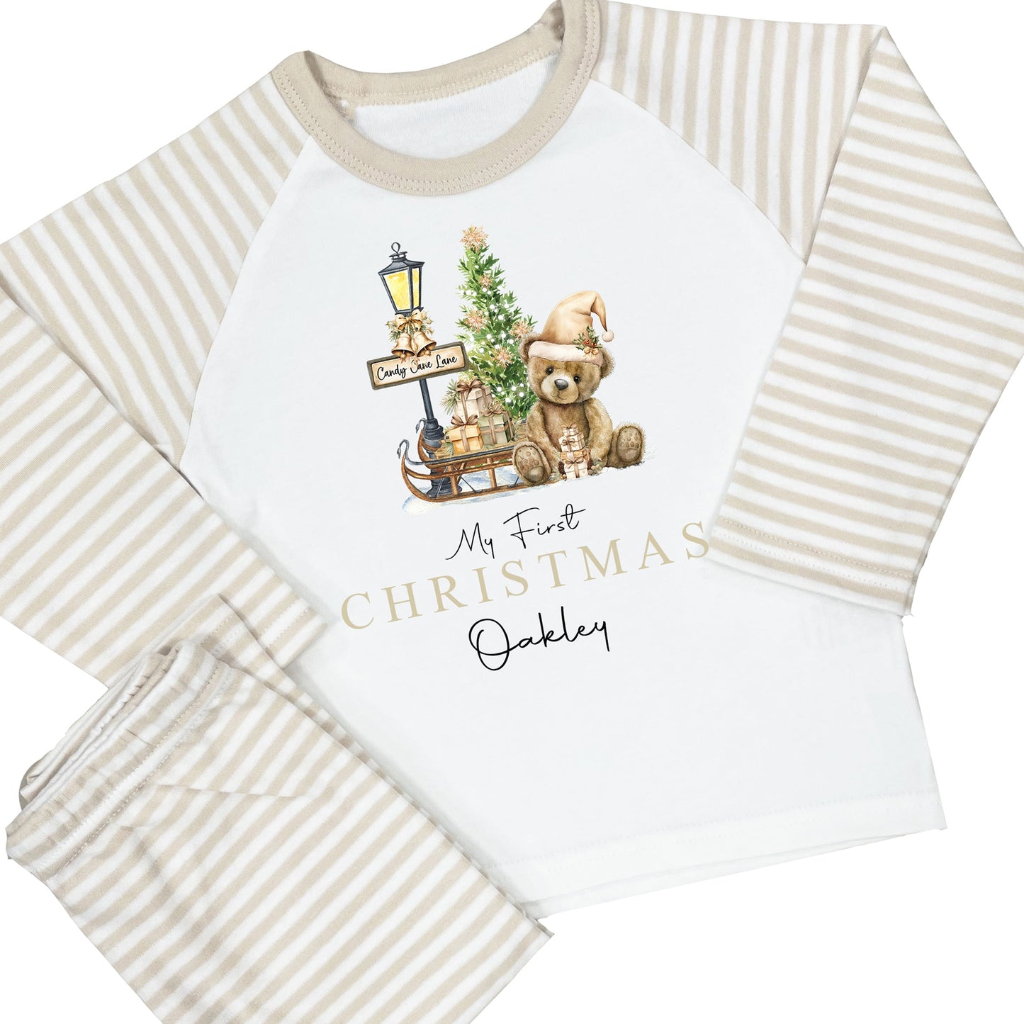 Personalised My First Christmas Pyjamas Baby Beige
