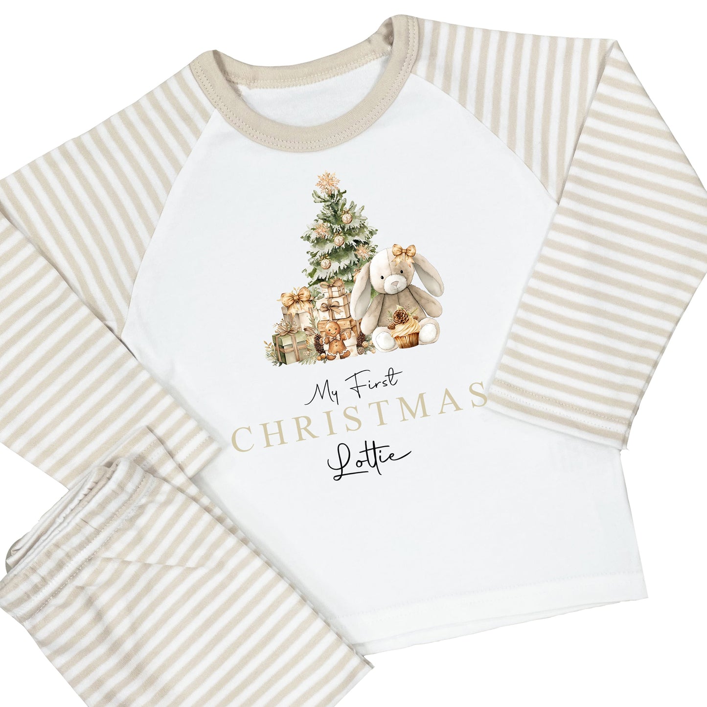 Personalised My First Christmas Pyjamas Baby Beige