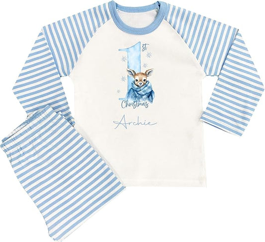 Personalised My First Christmas Pyjamas Baby Blue