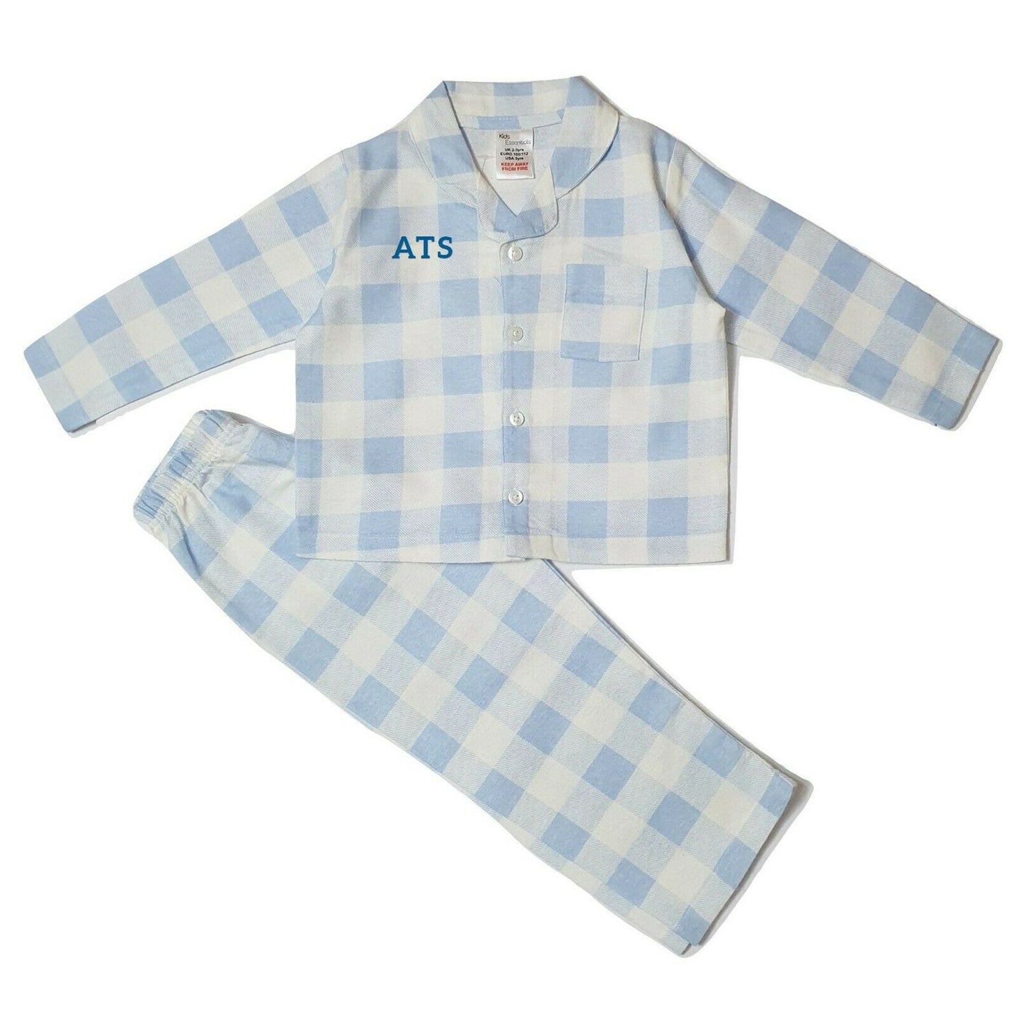 Personalised Blue Checked Pyjamas