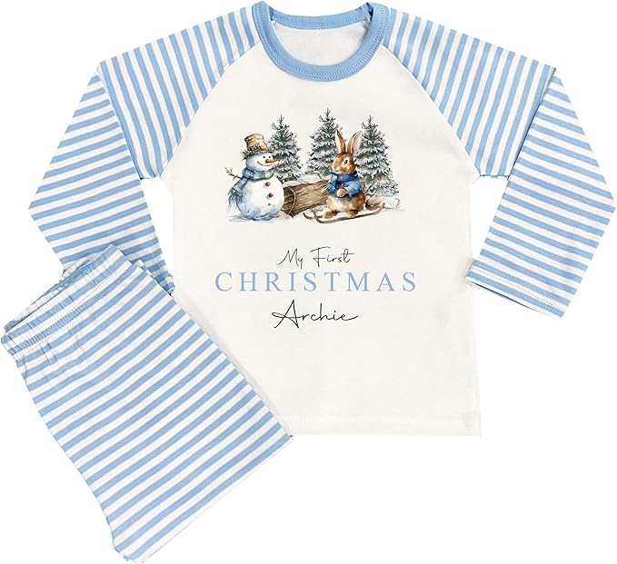 Personalised My First Christmas Pyjamas Baby Blue