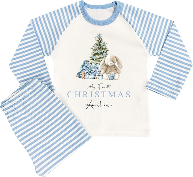 Personalised My First Christmas Pyjamas Baby Blue