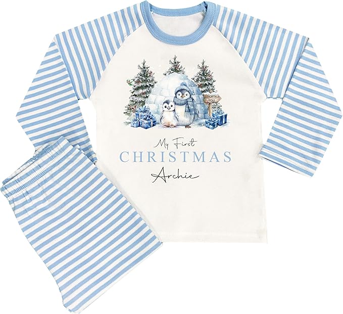 Personalised My First Christmas Pyjamas Baby Blue