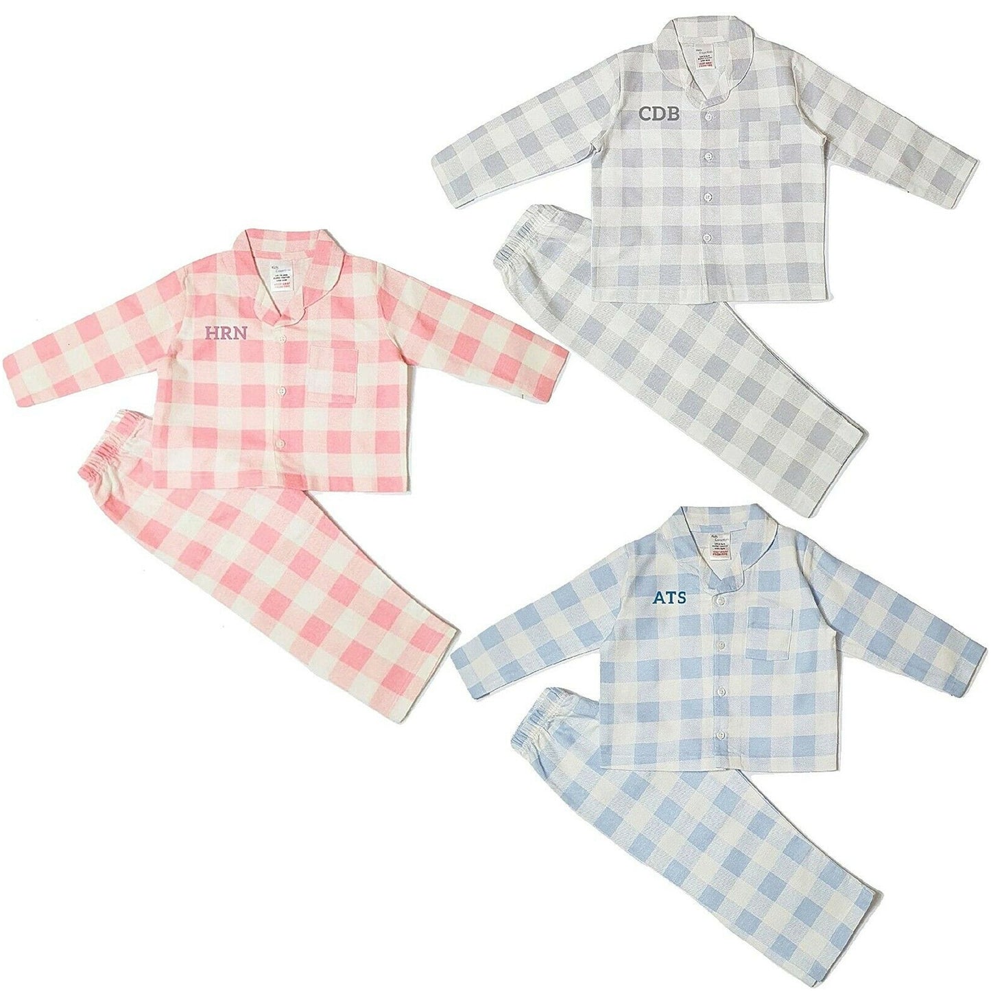 Personalised Grey Checked Pyjamas