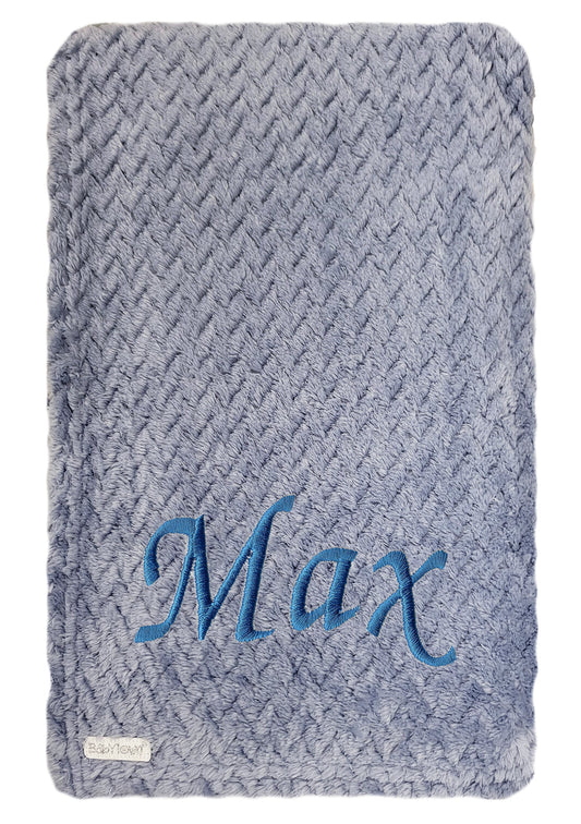 Personalised Baby Dusky Blue Waffle Blanket