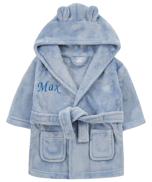 Personalised Dusky Blue Bear Ear Dressing Gown