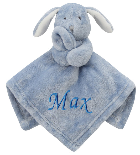 Personalised Baby Rabbit Comforter Blanket - Dusky Blue