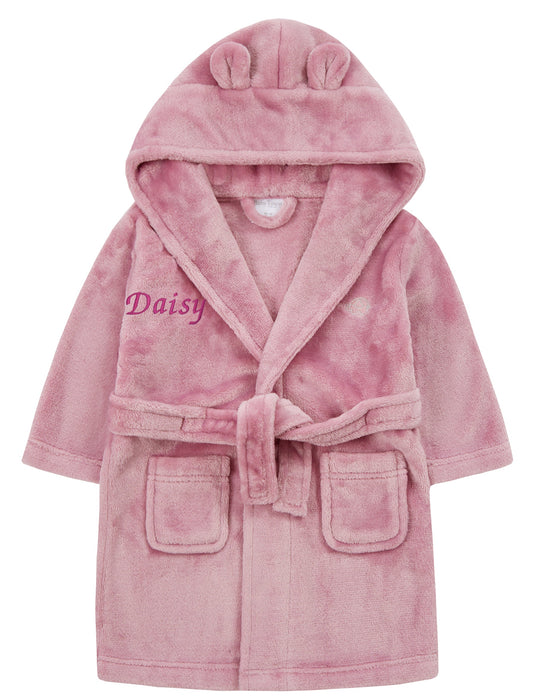 Personalised Dusky Pink Bear Ear Dressing Gown