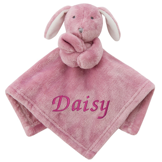 Personalised Baby Rabbit Comforter Blanket - Dusky Pink