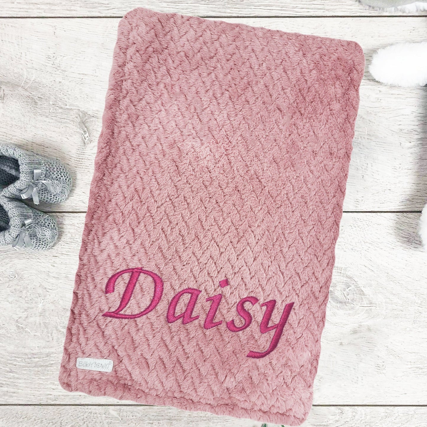Personalised Baby Dusky Pink Waffle Blanket