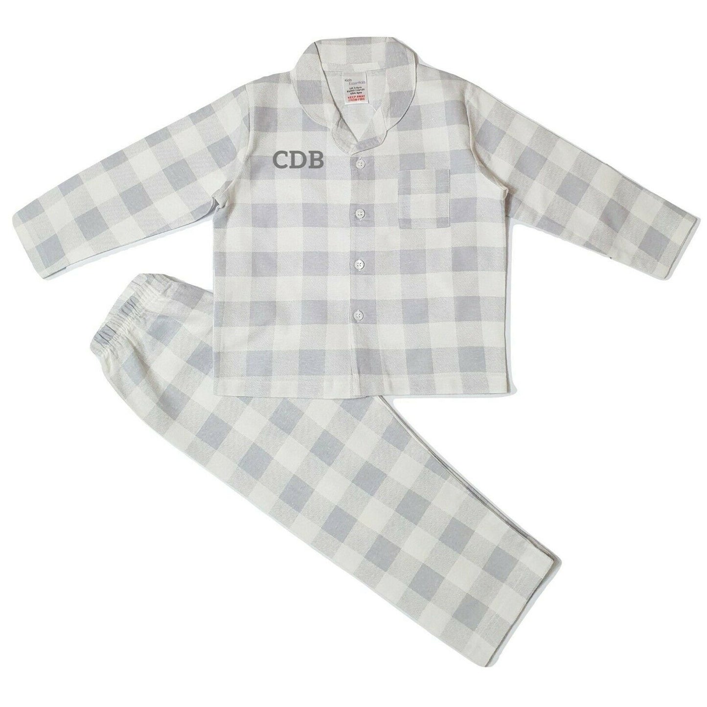 Personalised Grey Checked Pyjamas