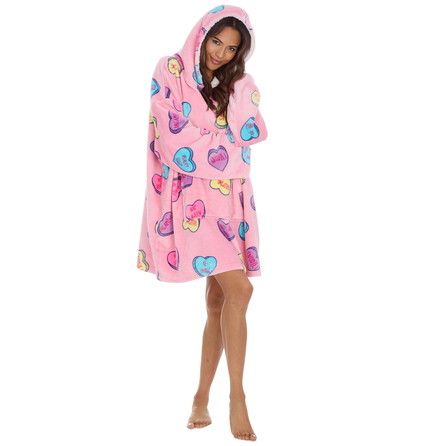 Ladies & Girls Oversized Fleece Hoodie - Heart