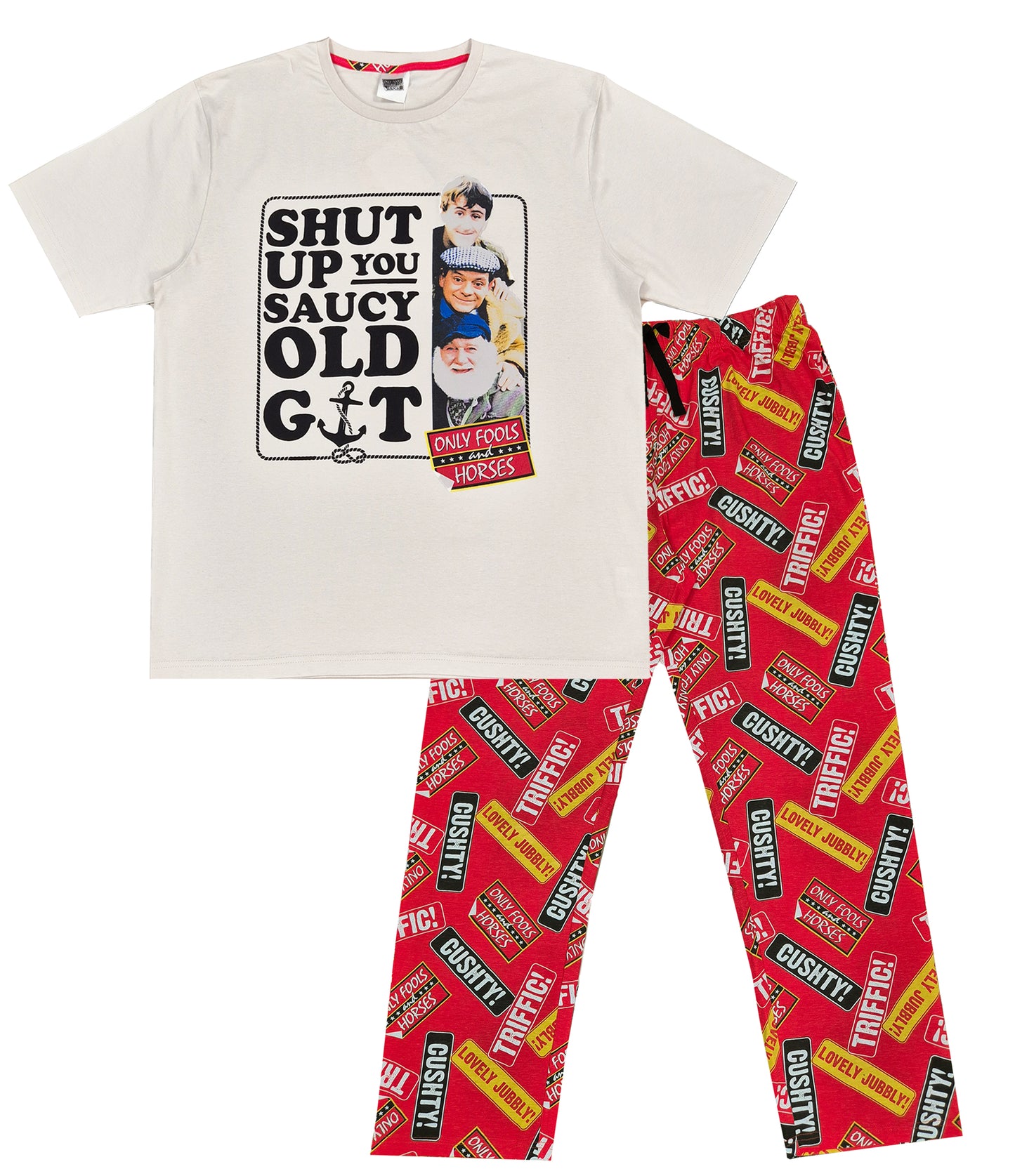 Only Fools & Horses Mens Pyjamas - Beige Red