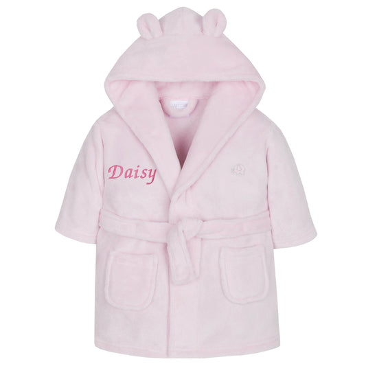 Personalised Pink Bear Ear Dressing Gown