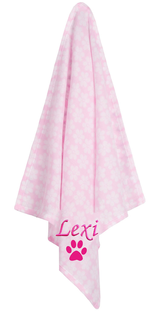 Personalised Pink Flower Pet Blankets
