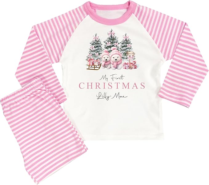 Personalised My First Christmas Pyjamas Baby Girl Pink