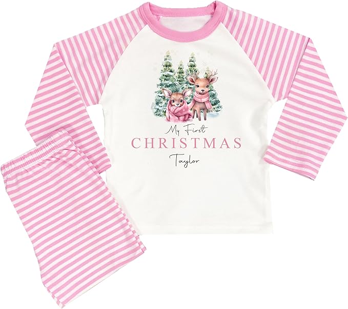Personalised My First Christmas Pyjamas Baby Girl Pink