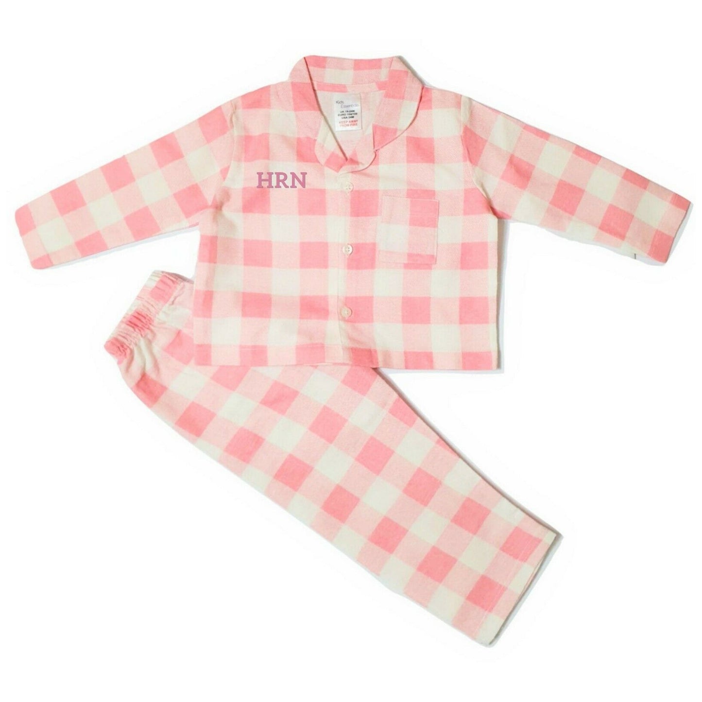 Personalised Pink Checked Pyjamas