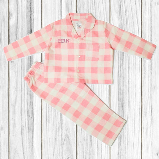 Personalised Pink Checked Pyjamas