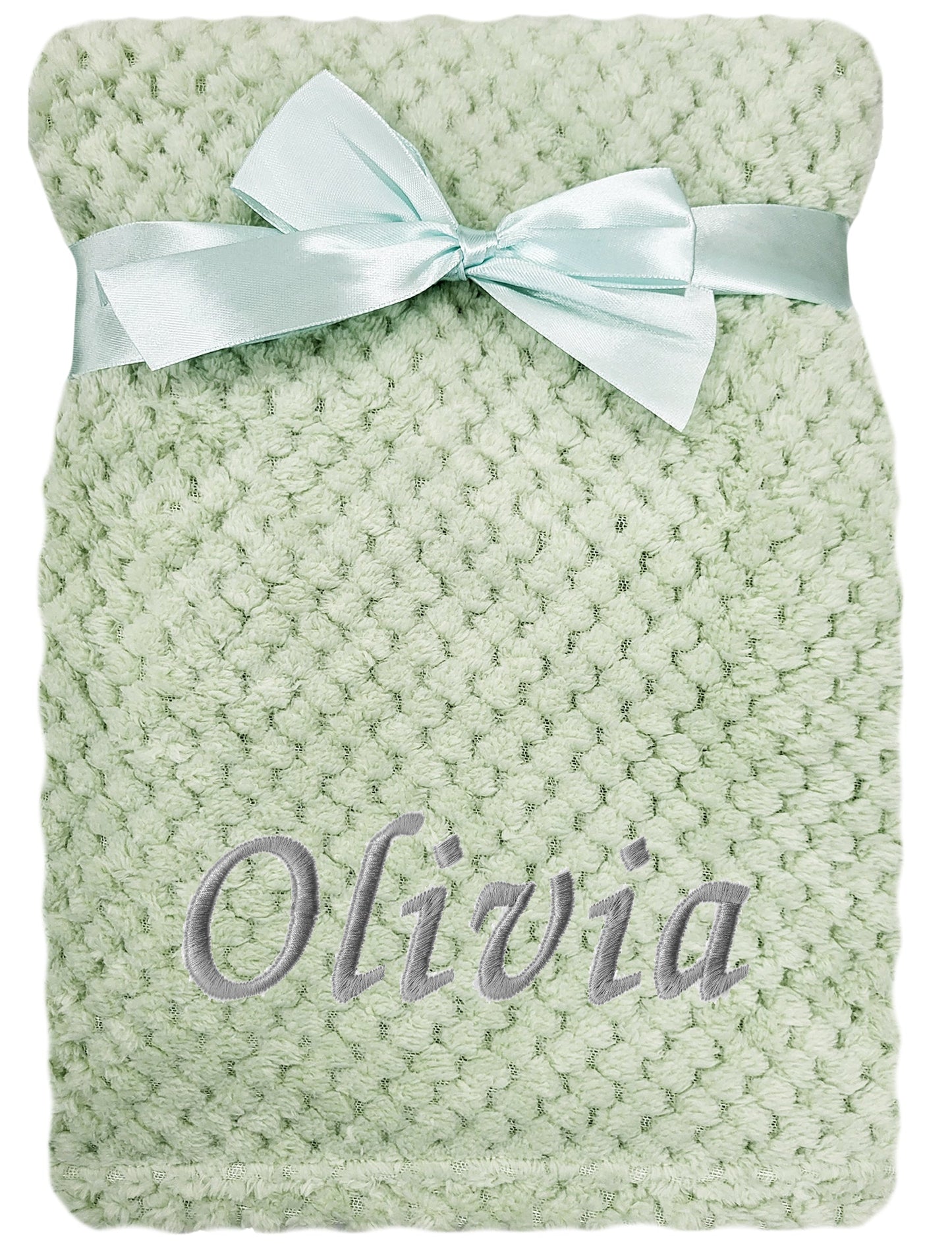 Personalised Baby Sage Green Waffle Blanket