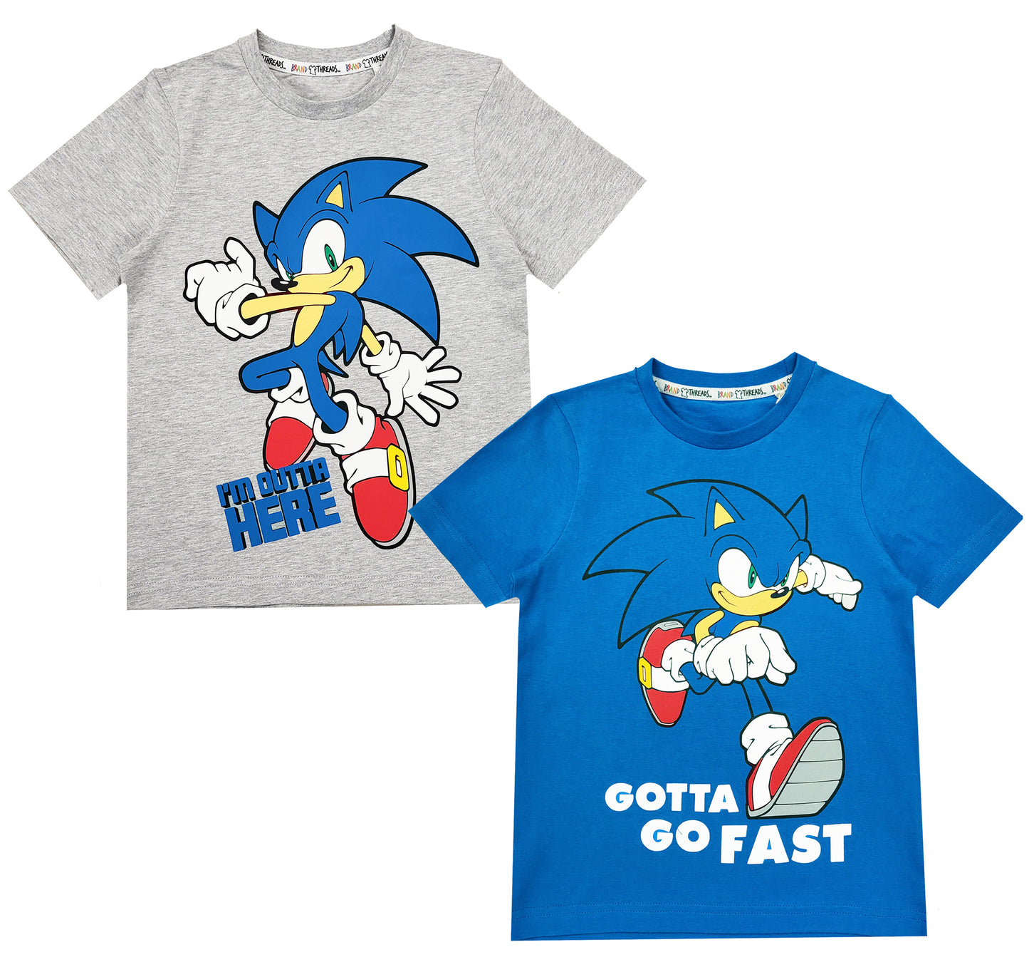 Boys Sonic Short Sleeved T Shirts - 2 PACK