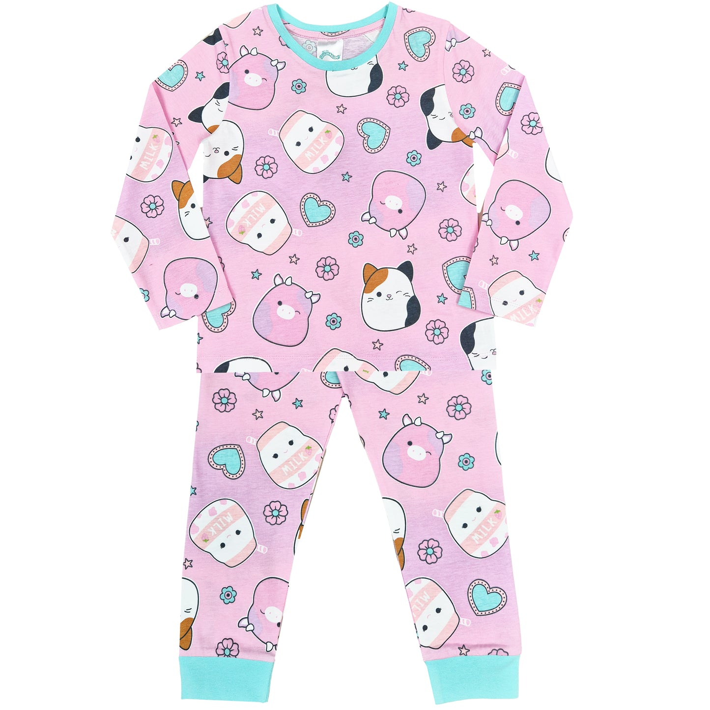 Girls Squishmallows Pyjama Set – Pink Long Sleeve Kids PJs with Cute Character Print (Sizes 5–12 Years)