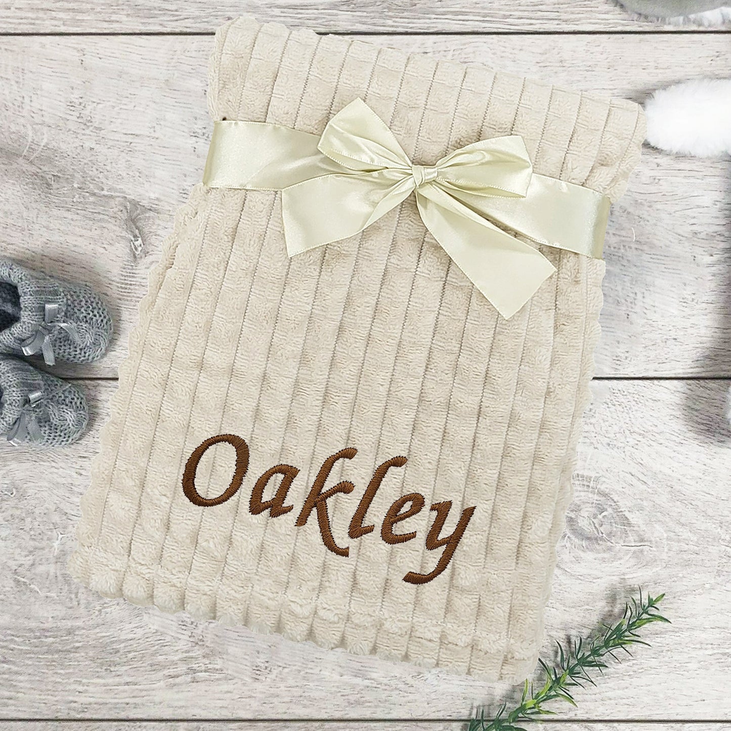 Personalised Baby Taupe Blanket