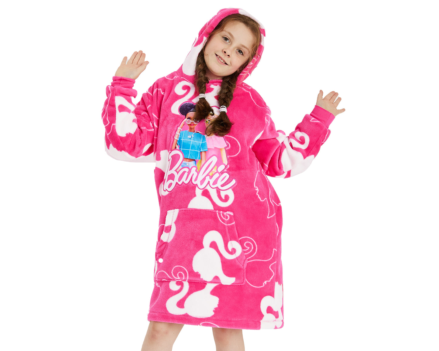 Girls Barbie Oversized Fleece Hoodie