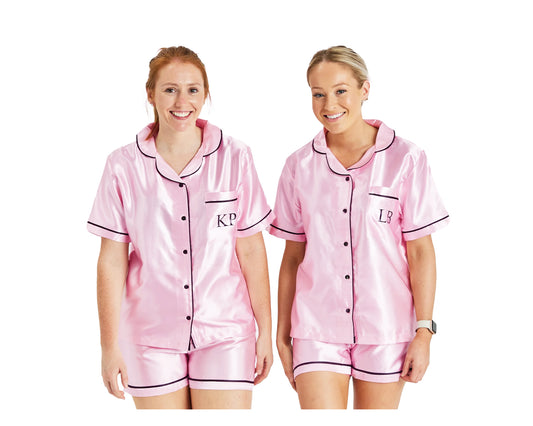 Personalised Ladies Wedding Bridal Party Satin Short Pyjamas