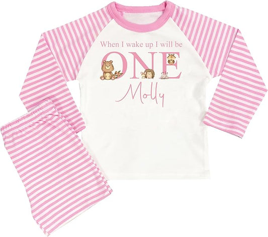 Personalised Pink Woodland Animals When I Wake Up Pyjamas