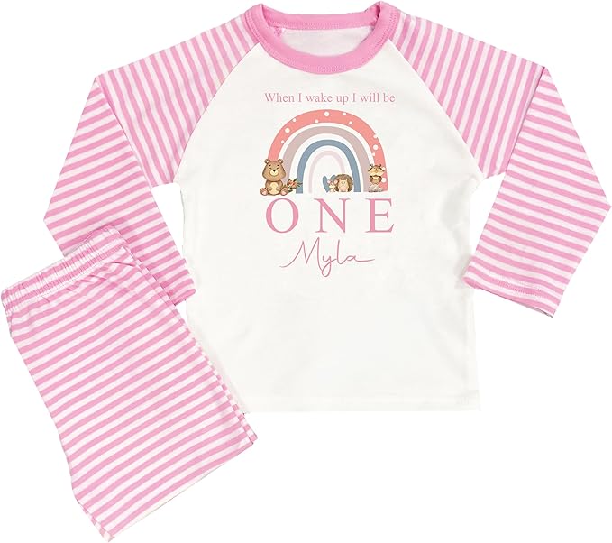 Personalised Pink Woodland Animals When I Wake Up Pyjamas