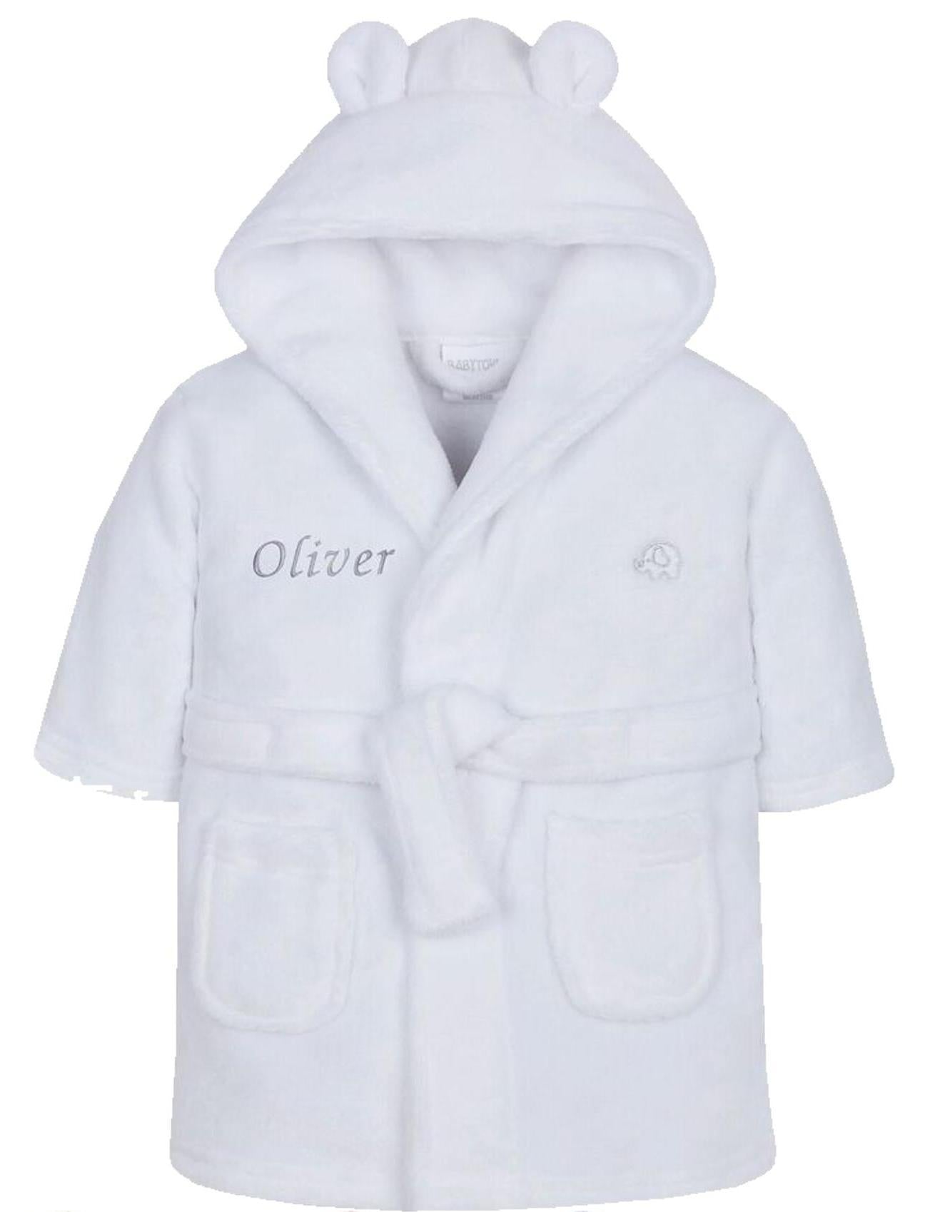 Personalised White Bear Ear Dressing Gown