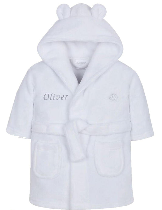 Personalised White Bear Ear Dressing Gown