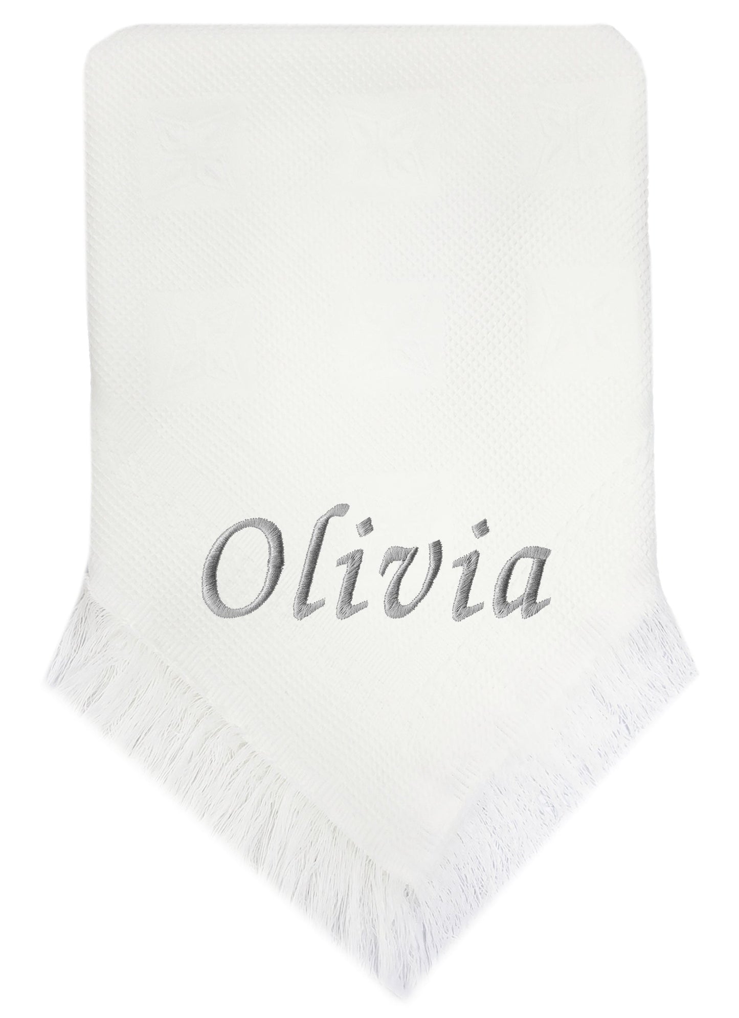 Personalised Baby Shawl - Grey Name