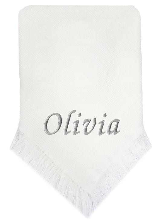 Personalised Baby Shawl - Grey Name