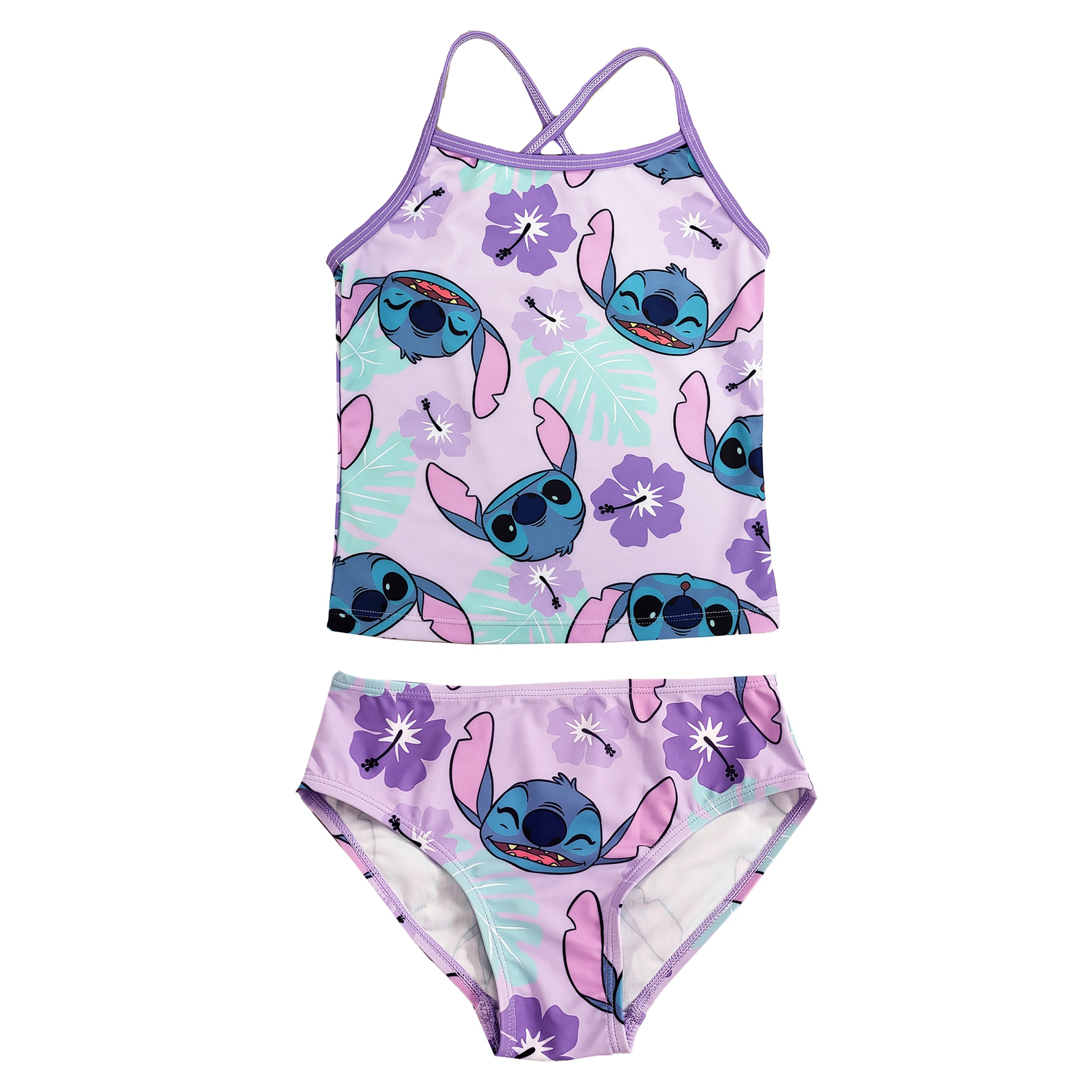 Girls Disney Lilo Stitch Two Piece Tankini Swimming Costume Pyjama Planet