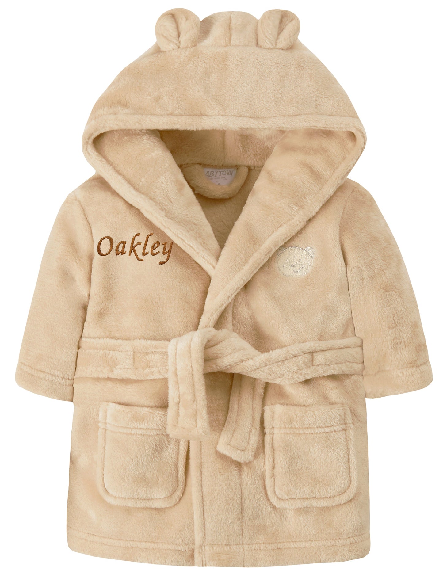 Personalised Beige Bear Ear Dressing Gown