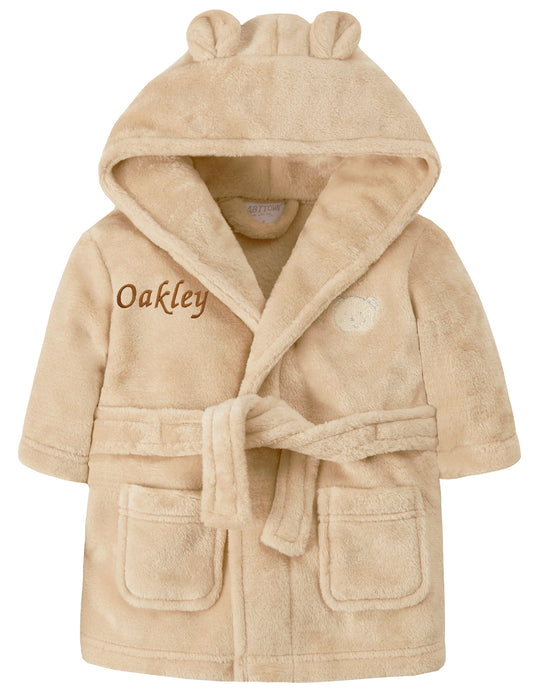 Personalised Beige Bear Ear Dressing Gown