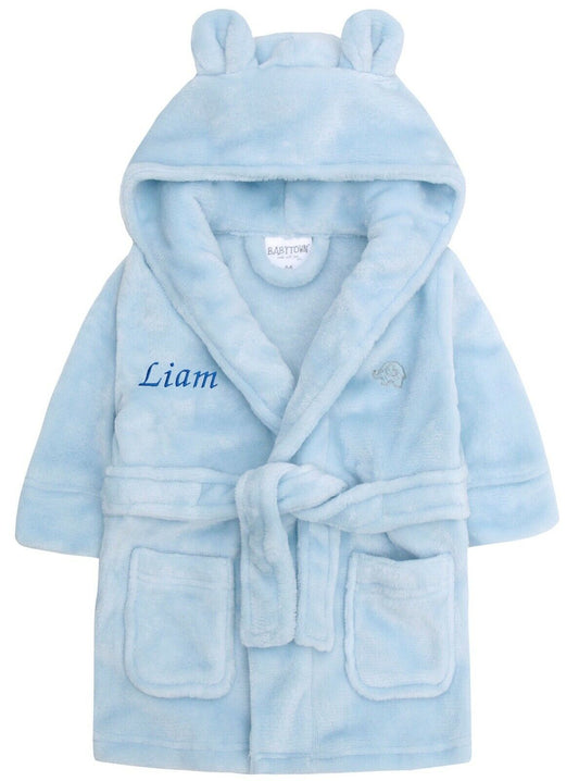 Personalised Blue Bear Ear Dressing Gown