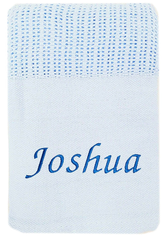 Personalised Blue Baby Cellular Cotton Blanket