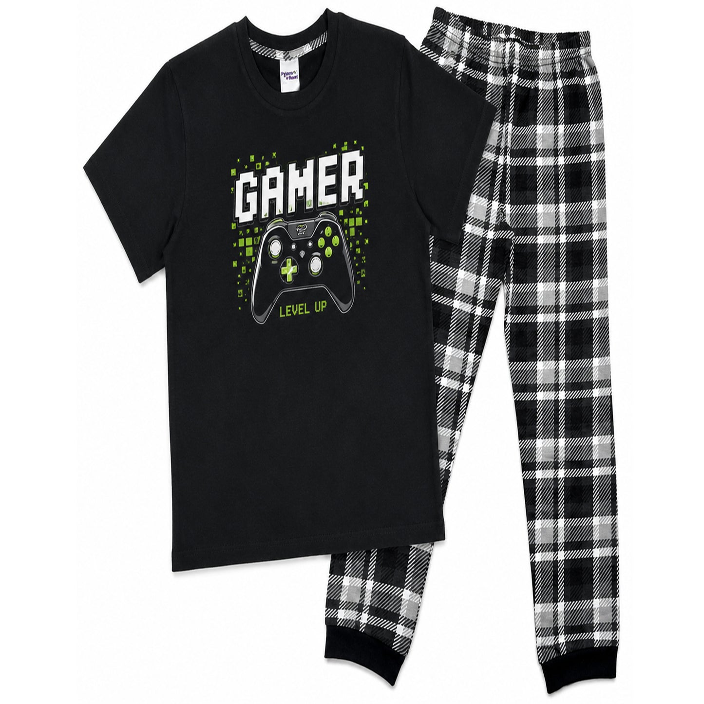 Kids Gamer Pyjamas - Green Check