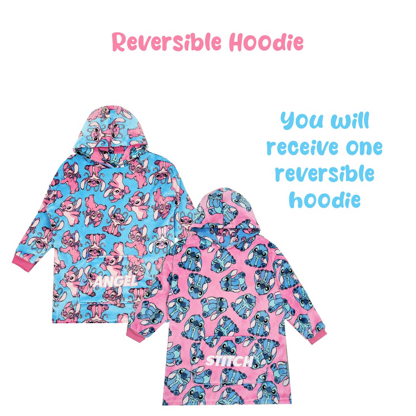 Disney Lilo & Stitch Girls Reversible Oversized Hoodie