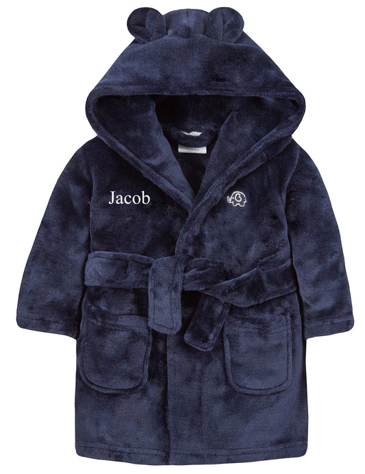 Personalised Navy Blue Bear Ear Dressing Gown