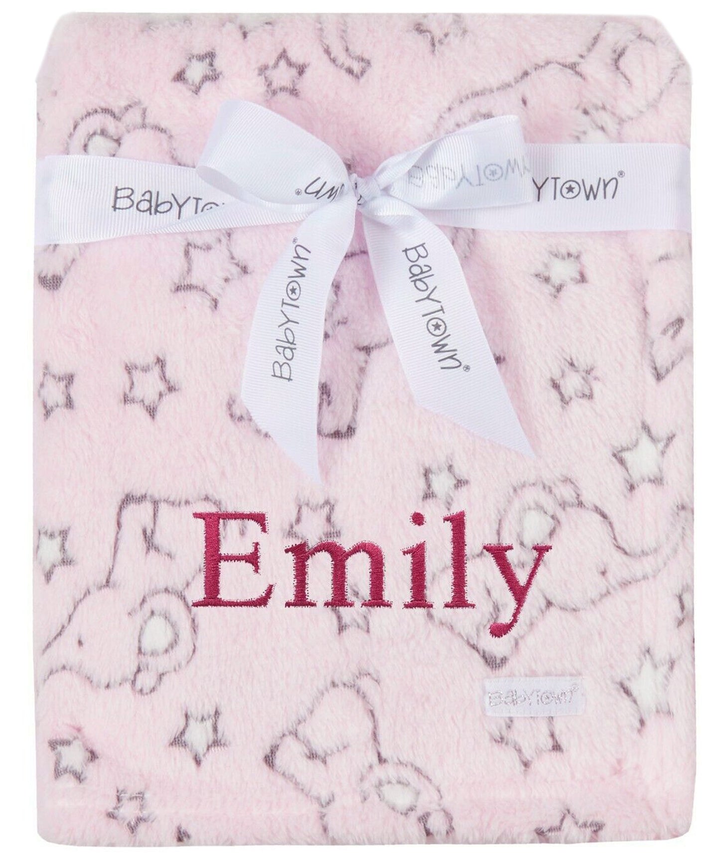 Personalised Baby Pink Elephant Star Blanket