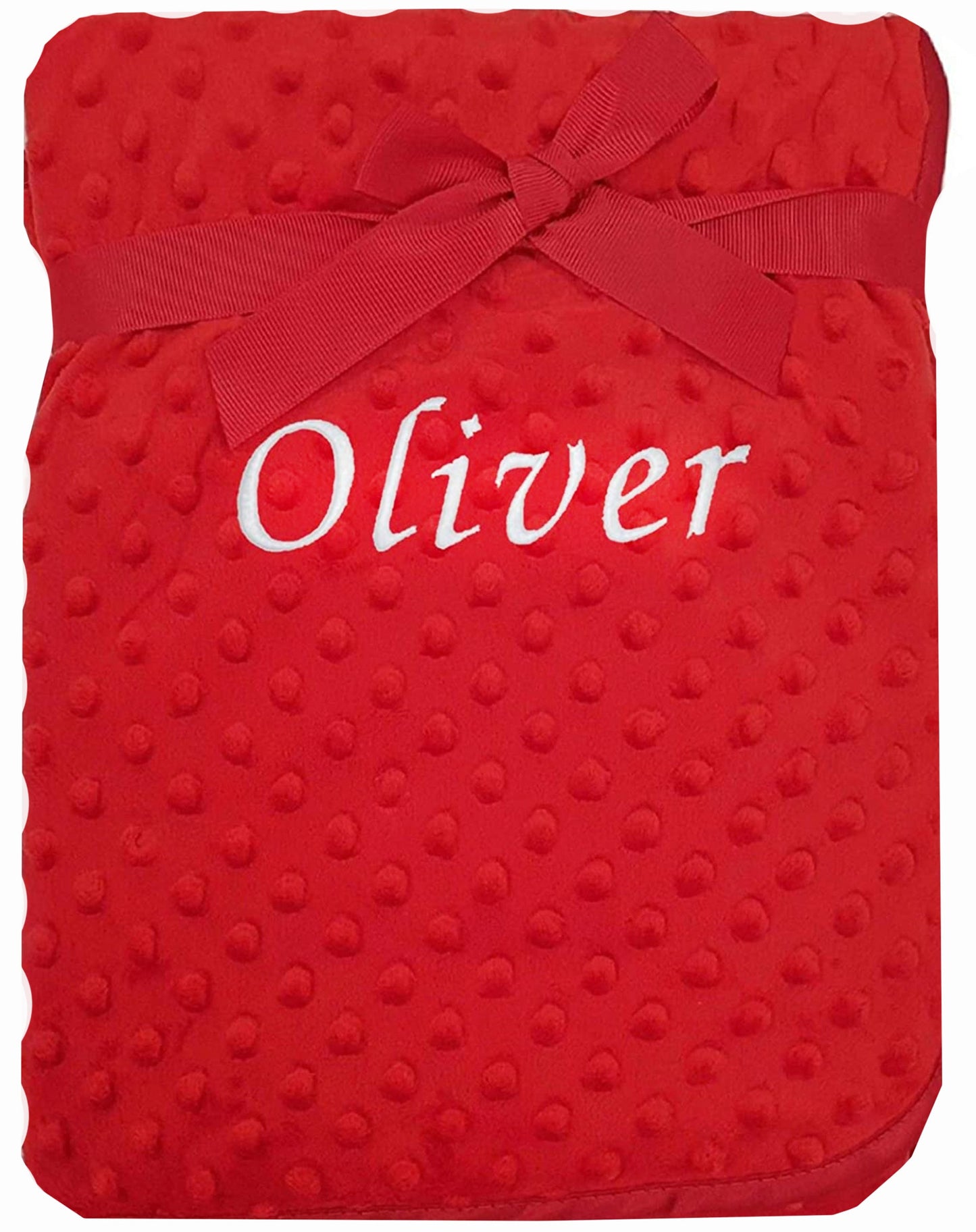 Personalised Baby Red Bobble Blanket