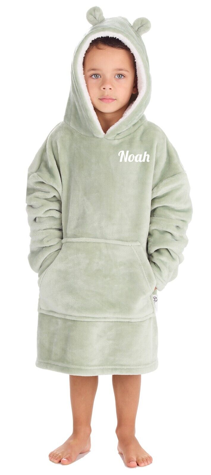 Personalised Kids Hoodie Bear Ear Oversized Blanket Hoody Soft 18ths-6 Years