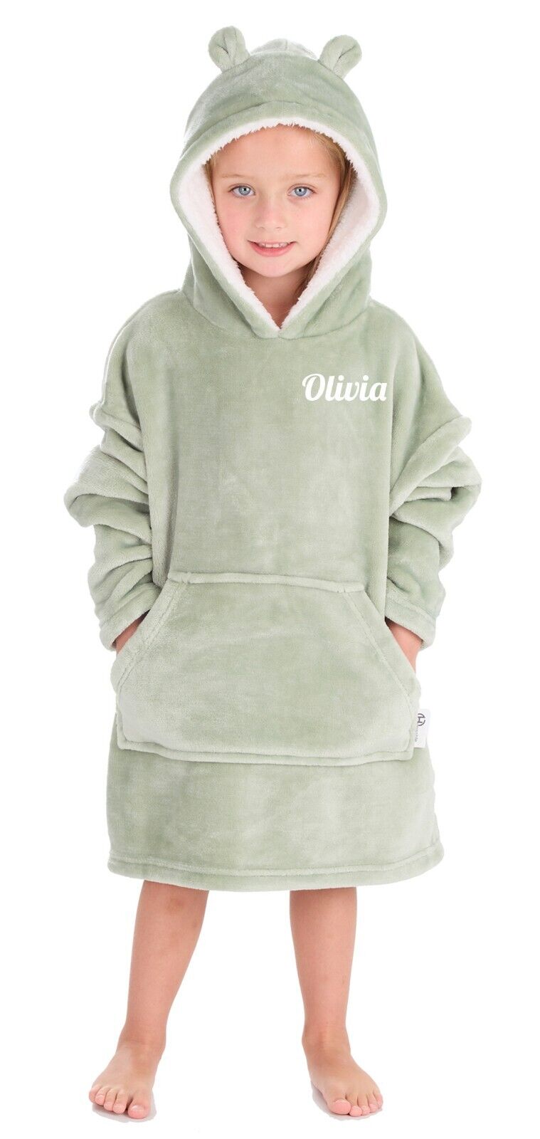 Personalised Kids Hoodie Bear Ear Oversized Blanket Hoody Soft 18ths-6 Years
