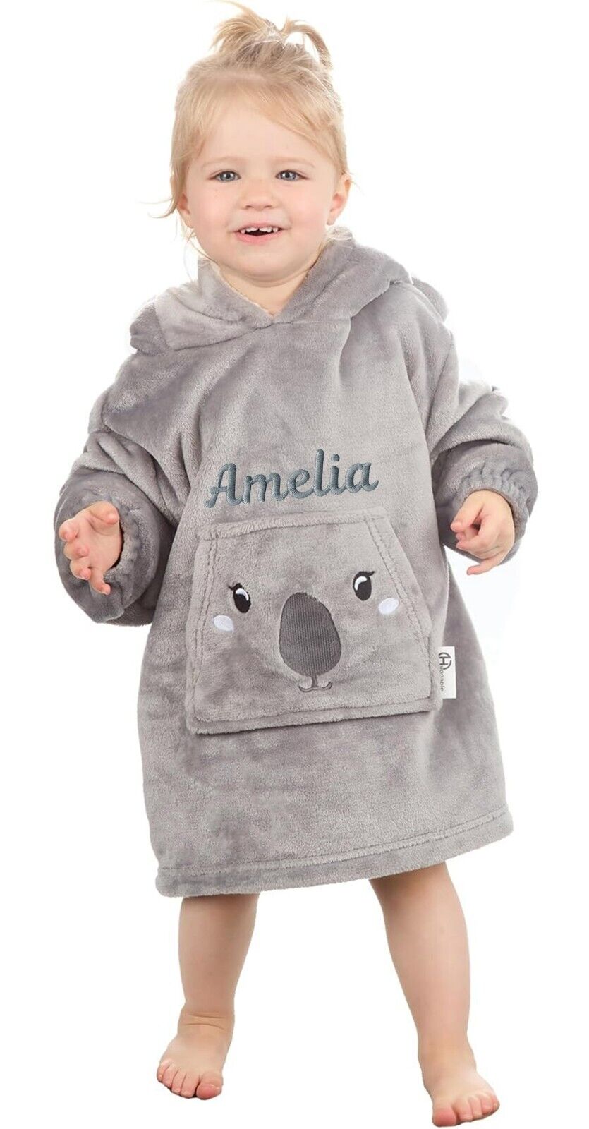 Personalised Kids Hoodie Bear Ear Oversized Blanket Hoody Soft 18ths-6 Years