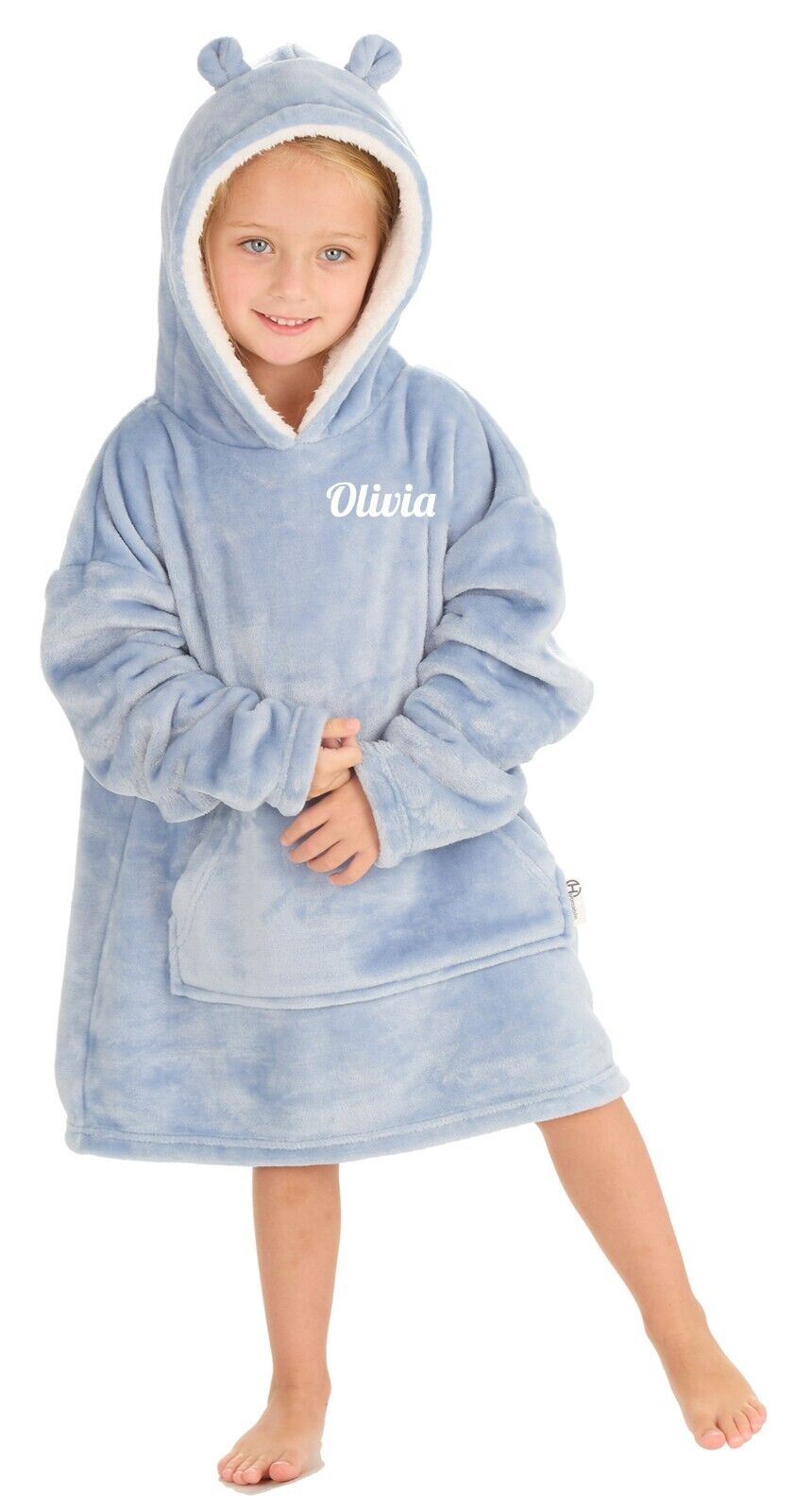 Personalised Kids Hoodie Bear Ear Oversized Blanket Hoody Soft 18ths-6 Years